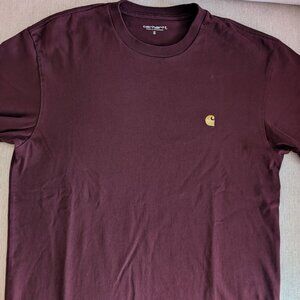 Carhartt - Burgundy Short Sleeve T-shirt Plain - Size Small
